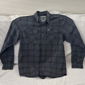 DIXXON Black Plaid Casual Button Down Shirt